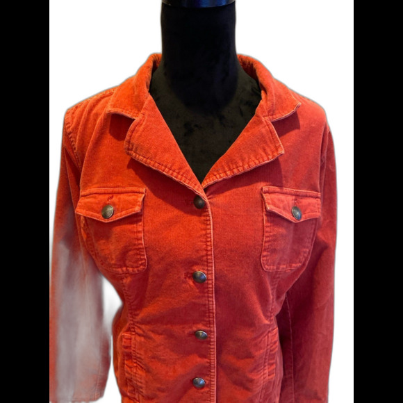 Christopher & Banks Jacket Women’s Burnt Orange Corduroy Sz XL Fitted Western - Picture 2 of 10